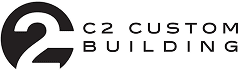 Logo with the text 'C2 Custom Building' in black.